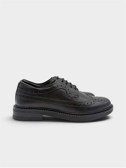 Stringata in pelle nera con lavorazione brogue FUNNY DUCK | VR60002PELLEBLACK